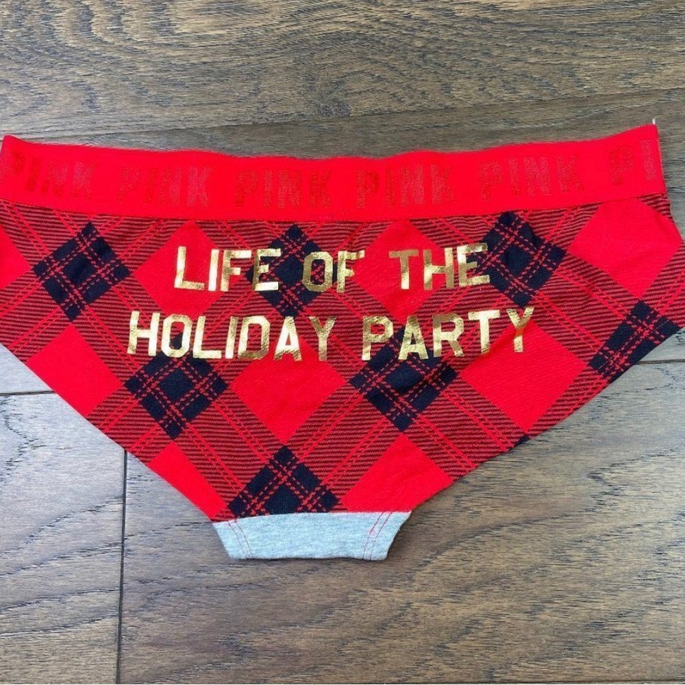 SOLD NWOT PINK VS Holiday Hipster Red/Black/Gray S - Picture 2 of 5